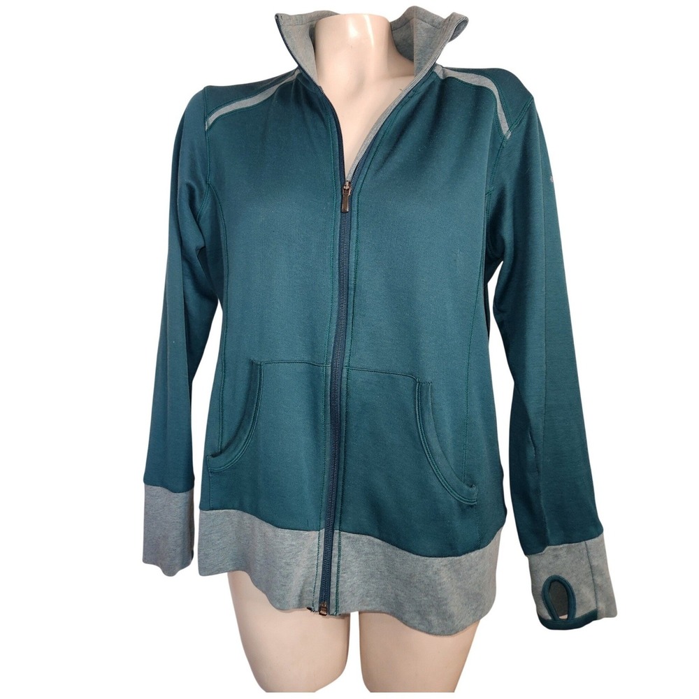 Columbia Womens Full Zip Jacket Teal Green Gray Thumbhole Athletic Hiking S